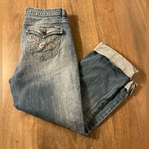 Bling cuffed cropped jeans